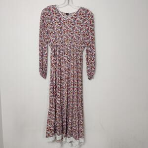 Shein Floral Midi Dress Long Sleeve Cottagecore Boho Size Small